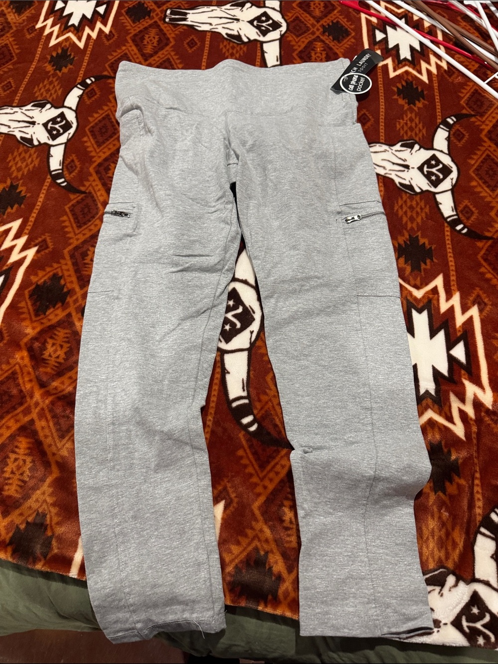 French Laundry Light Gray Leggings with Zip Pockets